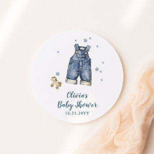 Blue Jean Baby Shower Classic Round Sticker