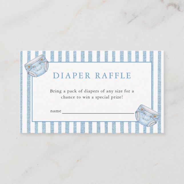 Blue Jean Baby Shower Denim Diaper Raffle Enclosure Card (Front)