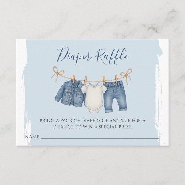 Blue Jean Baby Shower Diaper Raffle  Enclosure Card (Front)