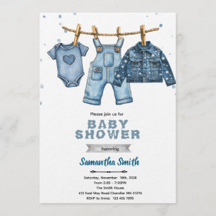 Blue jean baby shower invitation