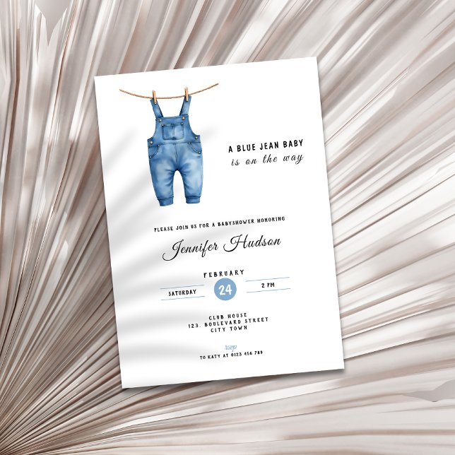 Blue Jean Baby Shower Invitation - Denim Theme (A blue jean baby shower invitation)