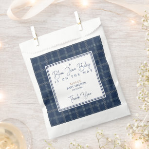 Blue Jean Baby Shower Preppy Navy Plaid Favour Bags