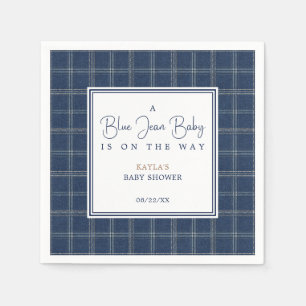 Blue Jean Baby Shower Preppy Navy Plaid Napkin