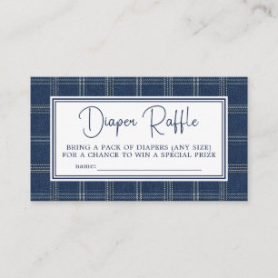 Blue Jean Baby Shower Preppy Plaid Diaper Raffle Enclosure Card