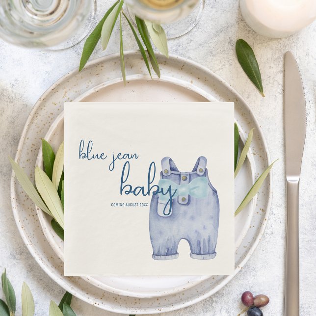 Blue Jean Baby Shower Tableware | Denim Overalls Napkin (Creator Uploaded)
