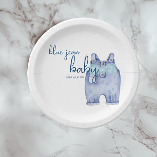 Blue Jean Baby Shower Tableware   Denim Overalls Paper Plate