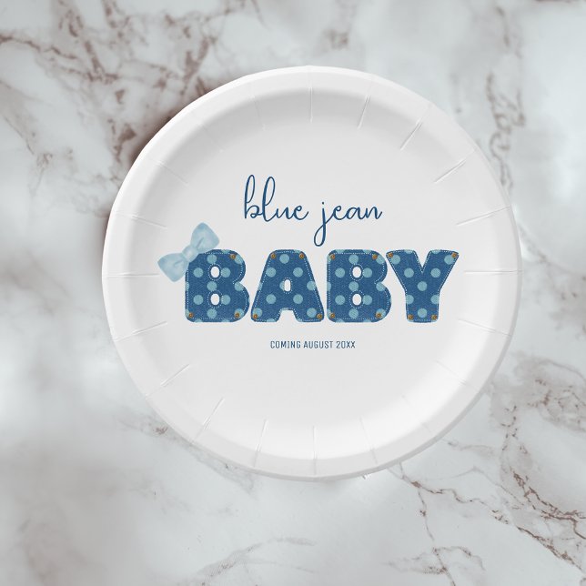 Blue Jean Baby Shower Tableware | Denim Party Paper Plate (Creator Uploaded)