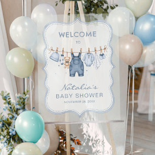 Blue Jean Baby Western Denim Baby Shower Welcome Acrylic Sign