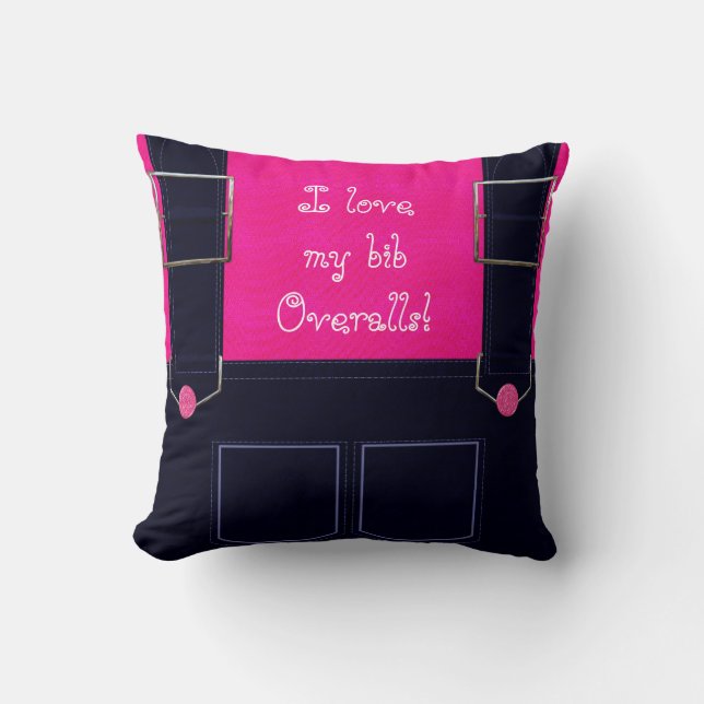 Blue Jean Bib Overalls PILLOW (Front)