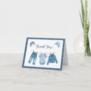 Blue Jean Boy Baby Shower Thank You Card