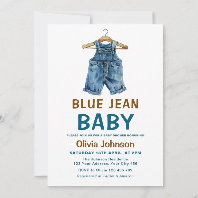 Blue Jean Boy Western Baby Shower Invitation (Front)