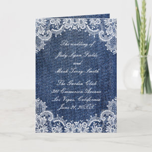 Blue Jean Denim And Lace Wedding Programme