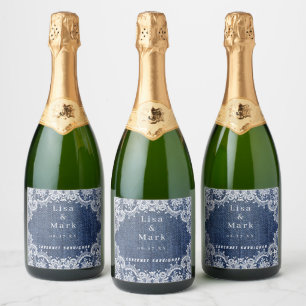 Blue Jean Denim And Lace Wine Labels