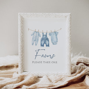 Blue Jean Denim Baby Shower Favours Sign
