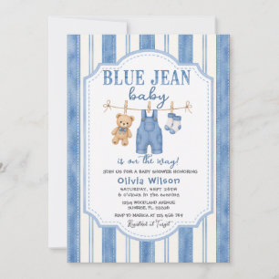 Blue Jean Denim Baby Shower Invitation