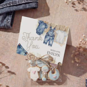 Blue Jean Denim Baby Shower  Thank You Card