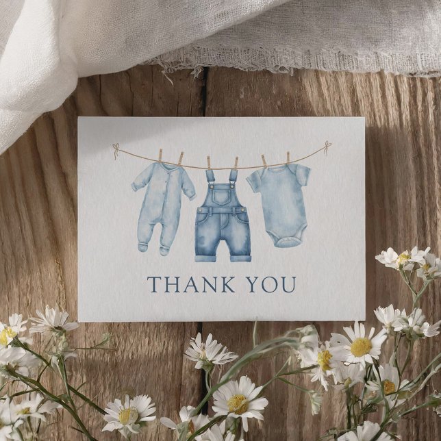 Blue Jean Denim Baby Shower Thank You Card (Creator Uploaded)