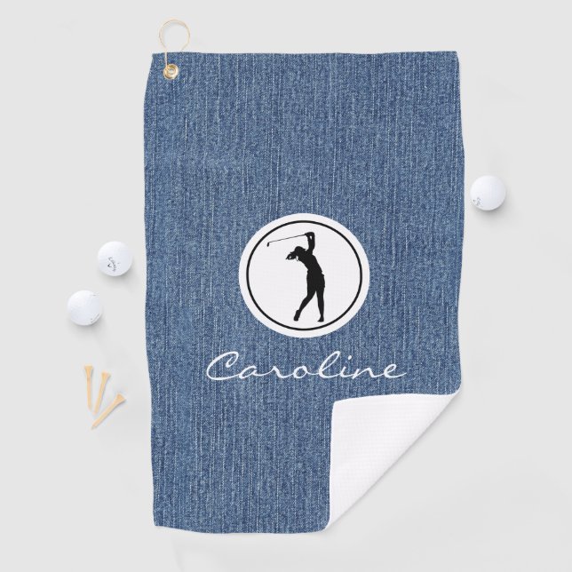 Blue Jean Denim Fabric Print, Woman's Golf Towel (InSitu)