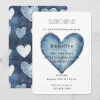 Blue Jean Denim Heart Birthday