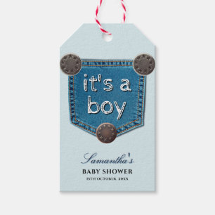 Blue Jean Denim It's a Boy Baby Shower   Gift Tags