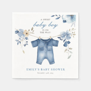 Blue Jean Denim Sweet Boy Baby Shower Napkin