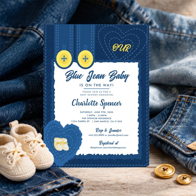 Blue Jean Denim Theme Baby Shower  Invitation (Creator Uploaded)