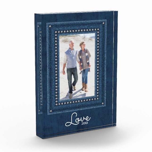 Blue Jean Frame Family Photo Block (Left)