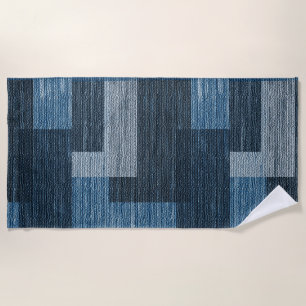 Blue Jean patch Work Faux Burlap Beach Towel