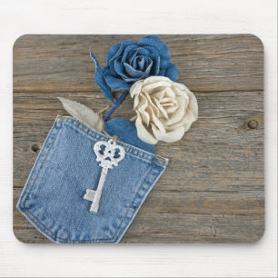 Blue Jean Roses Mouse Pad