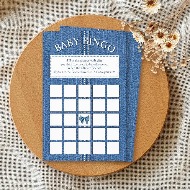 Blue jean with stiches girl Baby Shower Bingo game Flyer (Creator Uploaded)