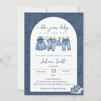 Blue Jeans Baby Denim Clothing line Baby Shower Invitation