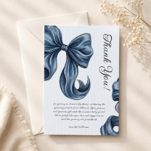 Blue Jeans Bow Baby Shower Thank You Card