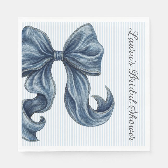 Blue Jeans Bow Bridal Shower Napkin (Front)