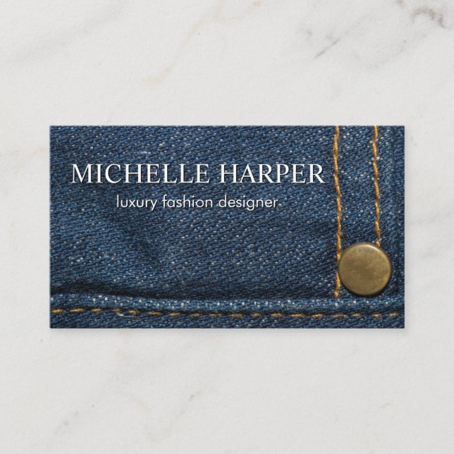 Blue Jeans Button and Stitching Business Card (Front)