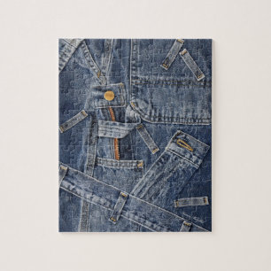 Blue Jeans Denim Abstract Art Jigsaw Puzzle
