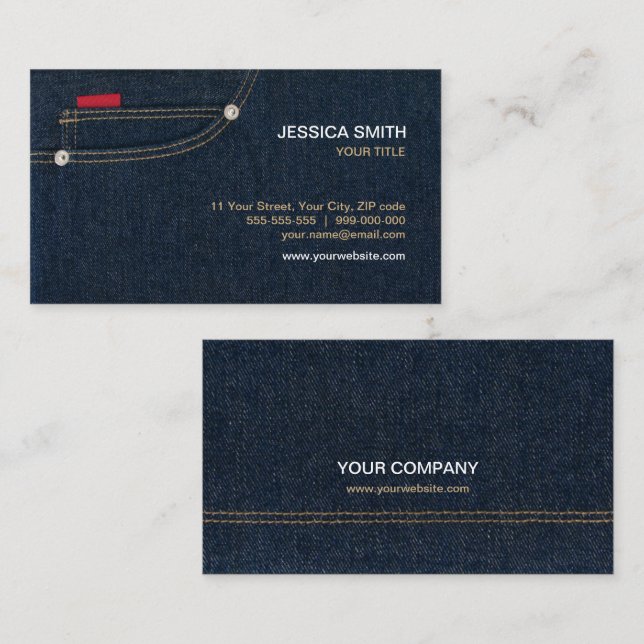 Blue Jeans Denim Pocket business card (Front/Back)