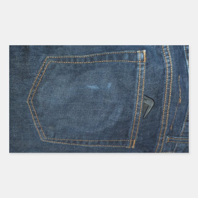 Blue Jeans Denim Pocket Rectangular Sticker (Front)
