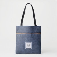 Blue jeans denim style personalised monogram