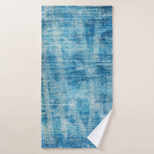 Blue jeans denim texture bath towel