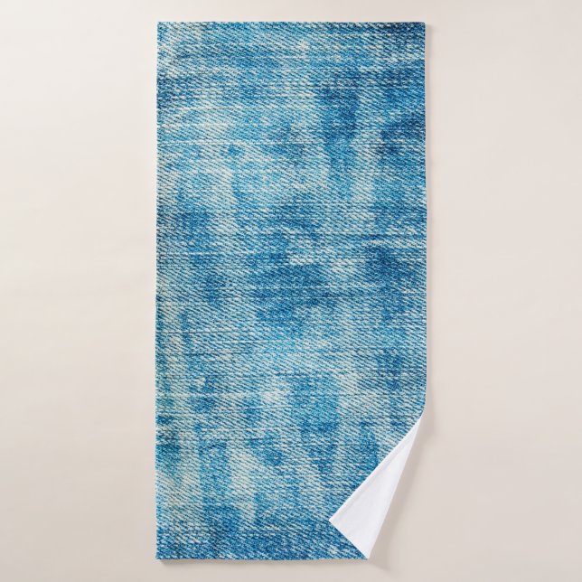 Blue jeans denim texture bath towel (Bath Towel)