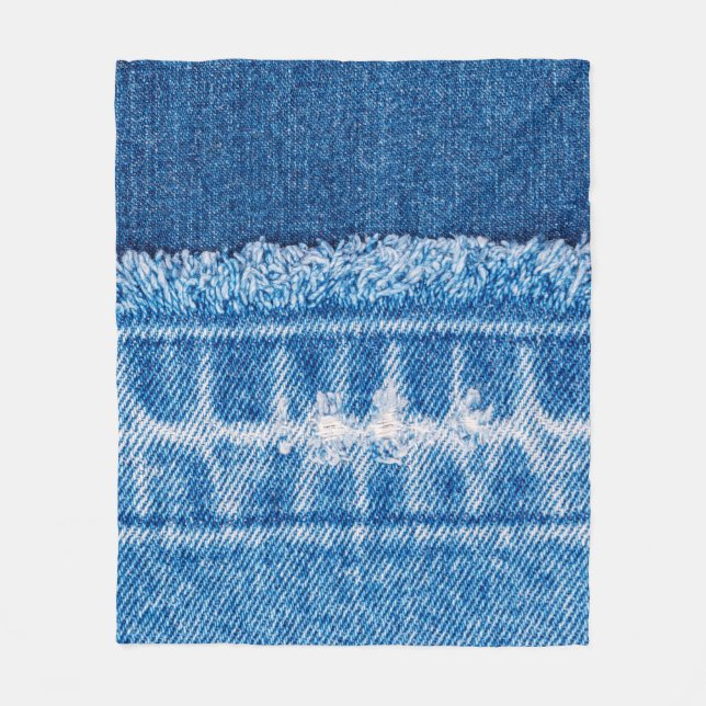 Blue jeans denim texture fleece blanket (Front)