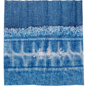 Blue jeans denim texture shower curtain