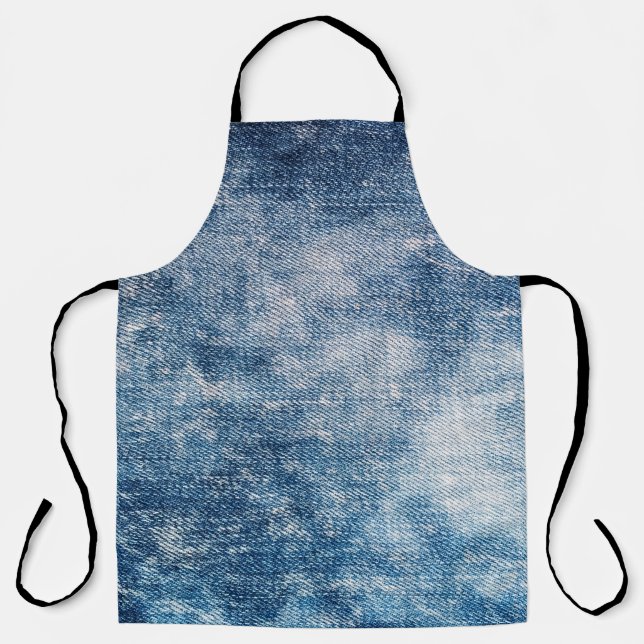 Blue Jeans Denim, Textured Background. Apron (Front)
