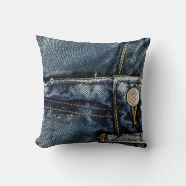 Blue Jeans Denim Zipper Faux Cushion (Front)