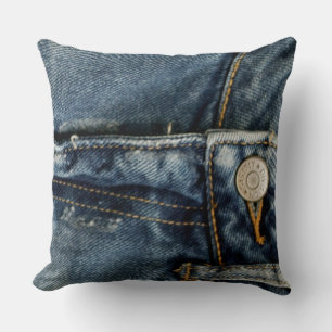 Blue Jeans Denim Zipper Faux Cushion
