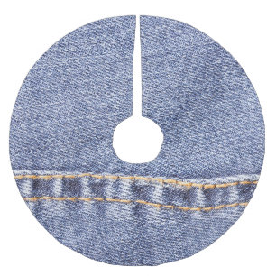 Blue jeans: detailed sew texture. brushed polyester tree skirt