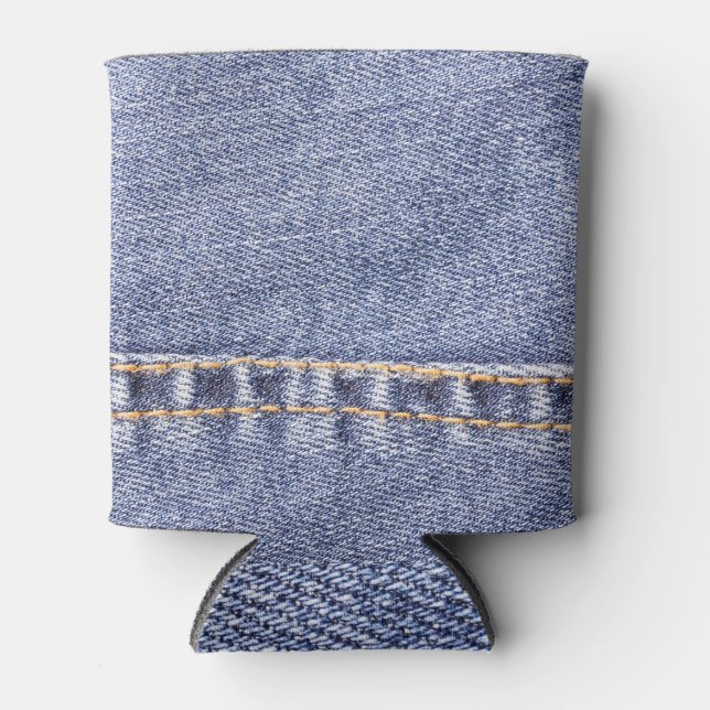 Blue jeans: detailed sew texture. can cooler (Front)