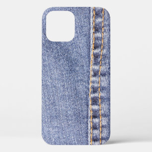 Blue jeans: detailed sew texture. iPhone 12 case