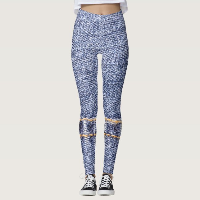 Blue jeans: detailed sew texture. leggings (Front)