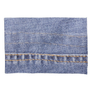 Blue jeans: detailed sew texture. pillowcase